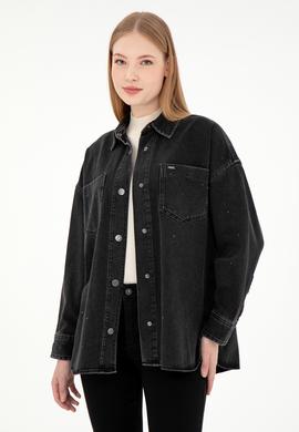 Kadın Siyah Jean Gömlek - 50295945014