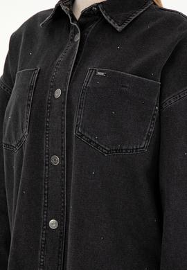 Kadın Siyah Jean Gömlek - 50295945014