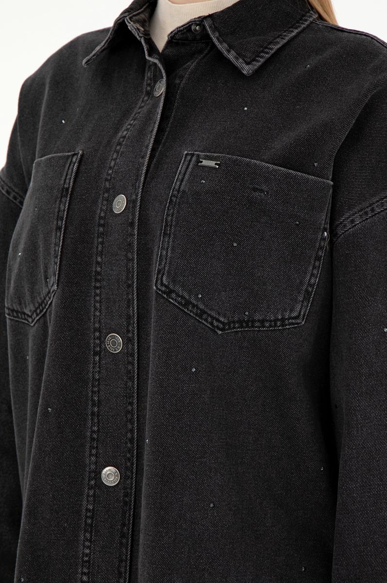 Kadın Siyah Jean Gömlek