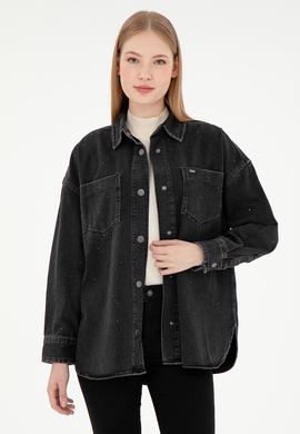 Kadın Siyah Jean Gömlek - 50295945014