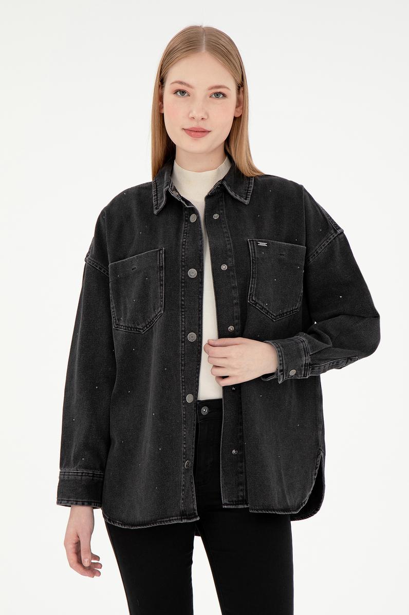 Kadın Siyah Jean Gömlek