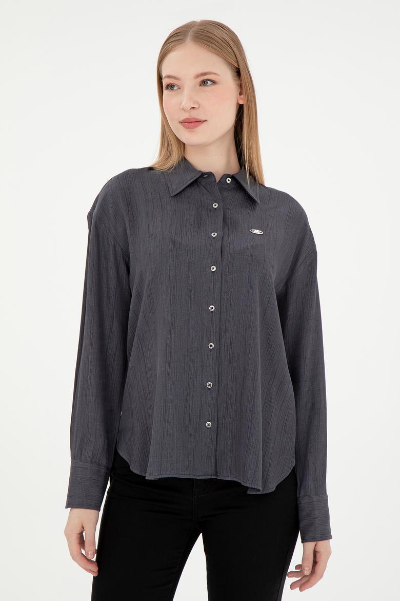 Kadın Antrasit Uzun Kollu Gömlek - 50293971018