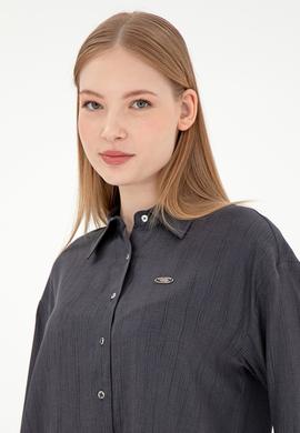 Kadın Antrasit Uzun Kollu Gömlek - 50293971018