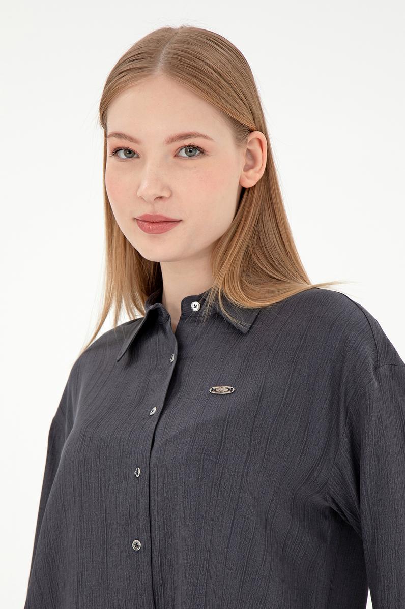 Kadın Antrasit Uzun Kollu Gömlek