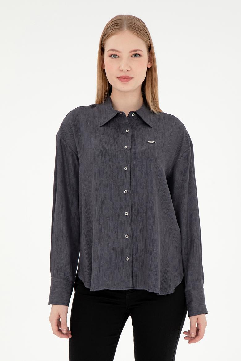 Kadın Antrasit Uzun Kollu Gömlek