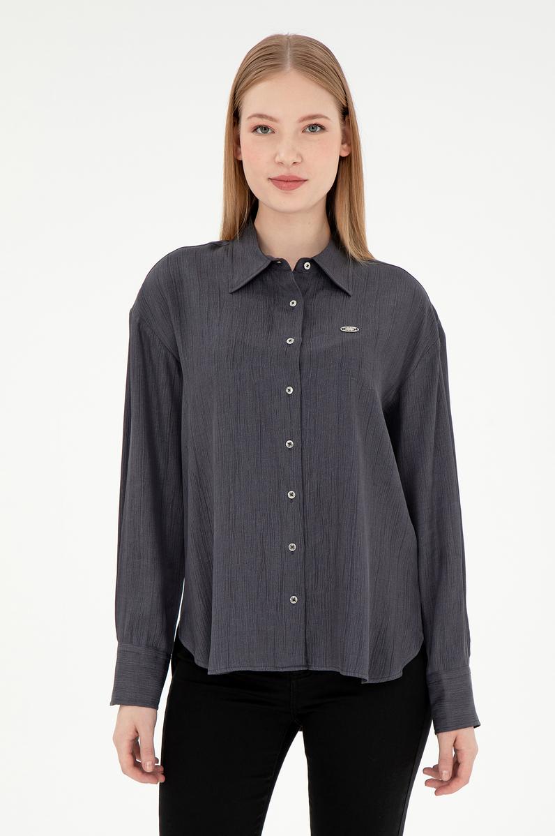 Kadın Antrasit Uzun Kollu Gömlek