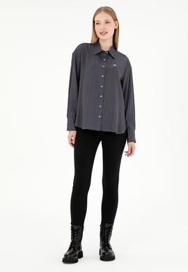 Kadın Antrasit Uzun Kollu Gömlek - 50293971018