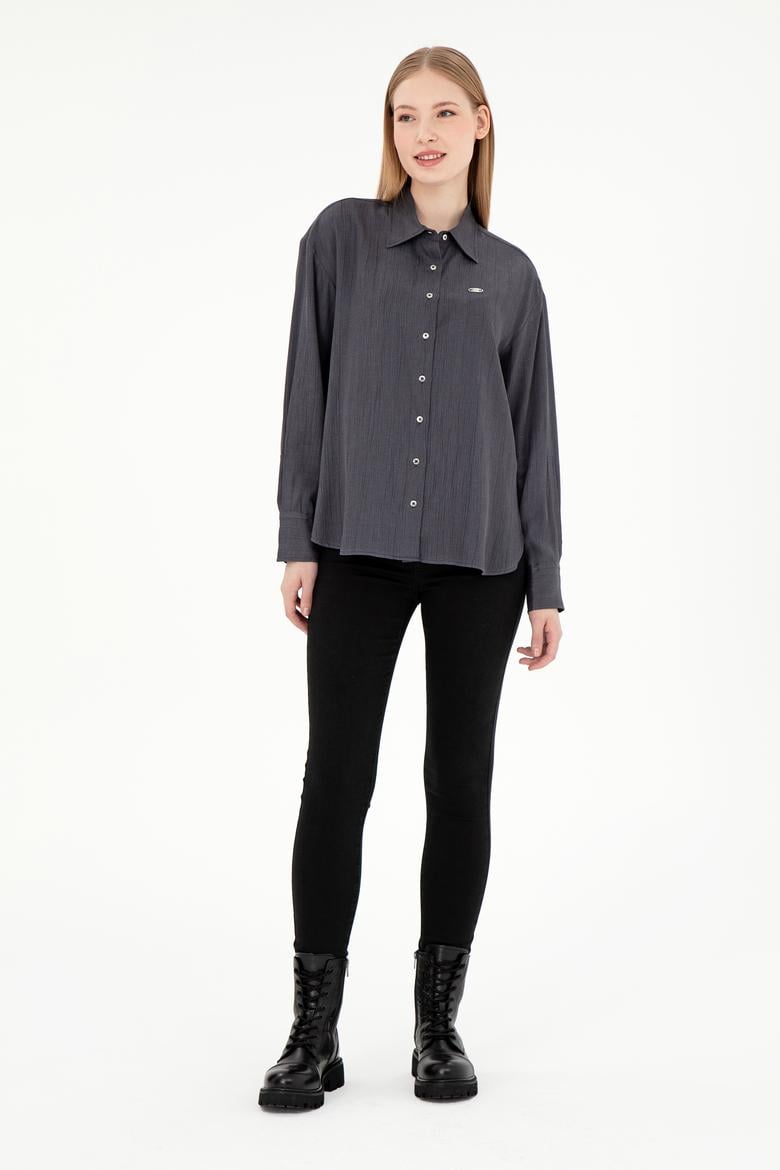 Kadın Antrasit Uzun Kollu Gömlek - 50293971018
