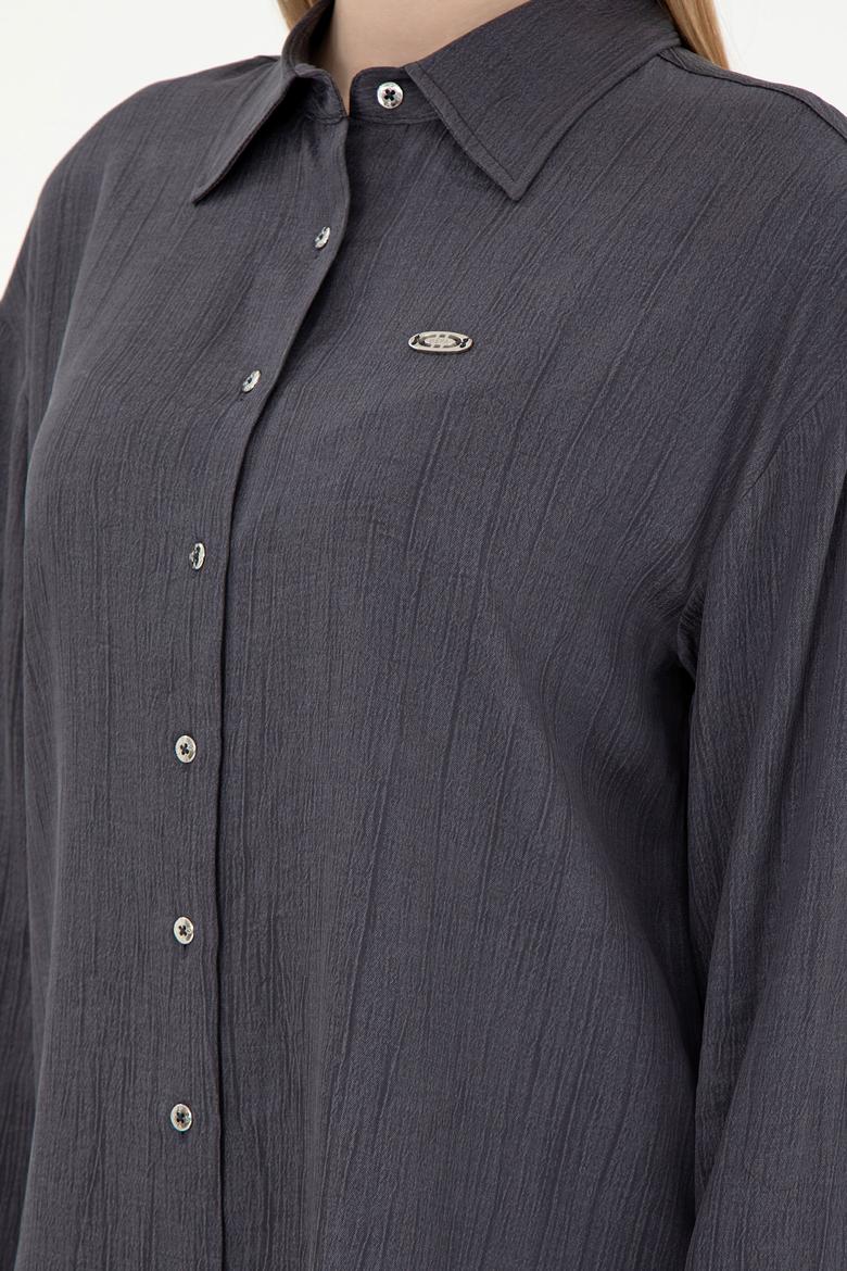 Kadın Antrasit Uzun Kollu Gömlek - 50293971018