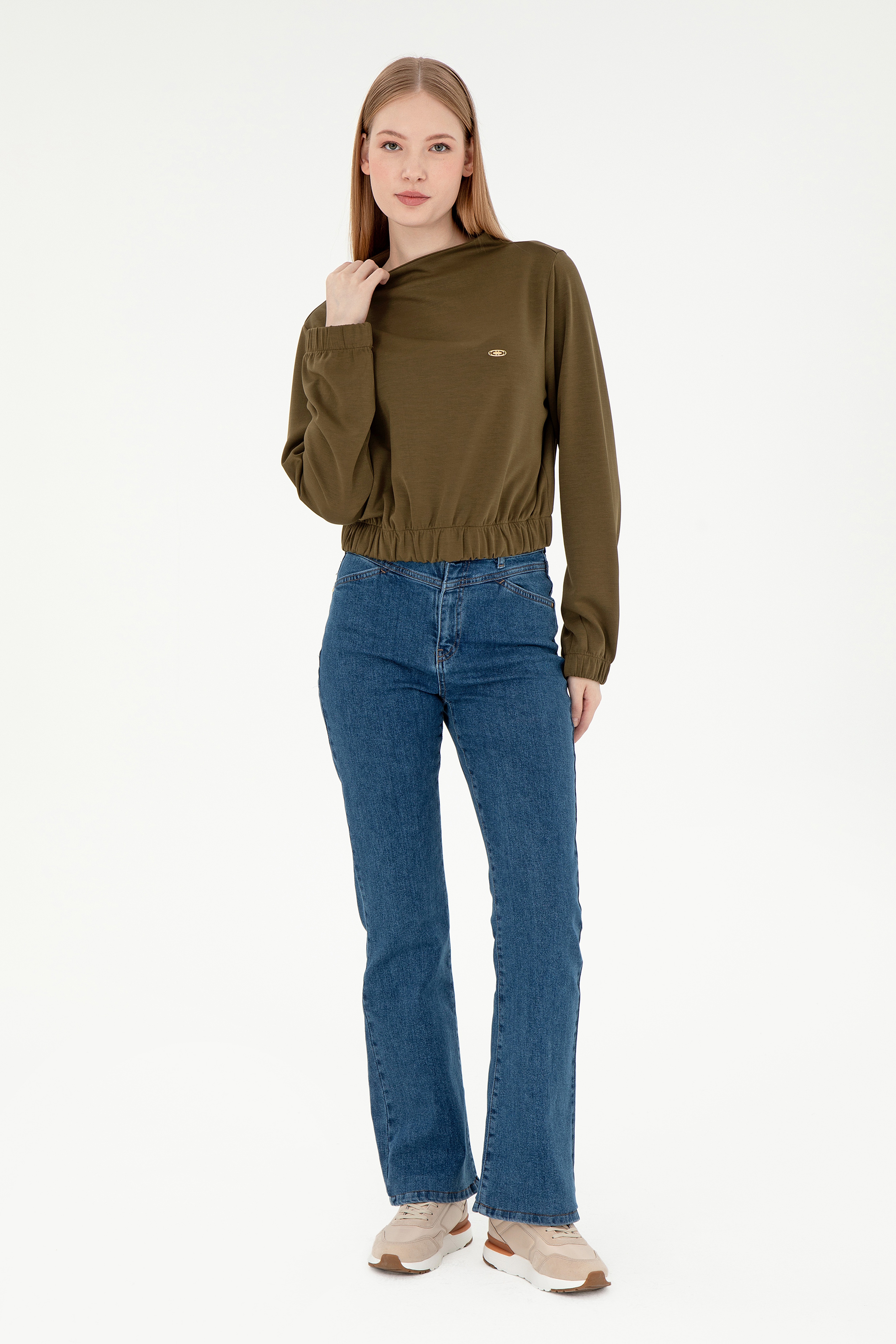 Kadın Haki Sweatshirt