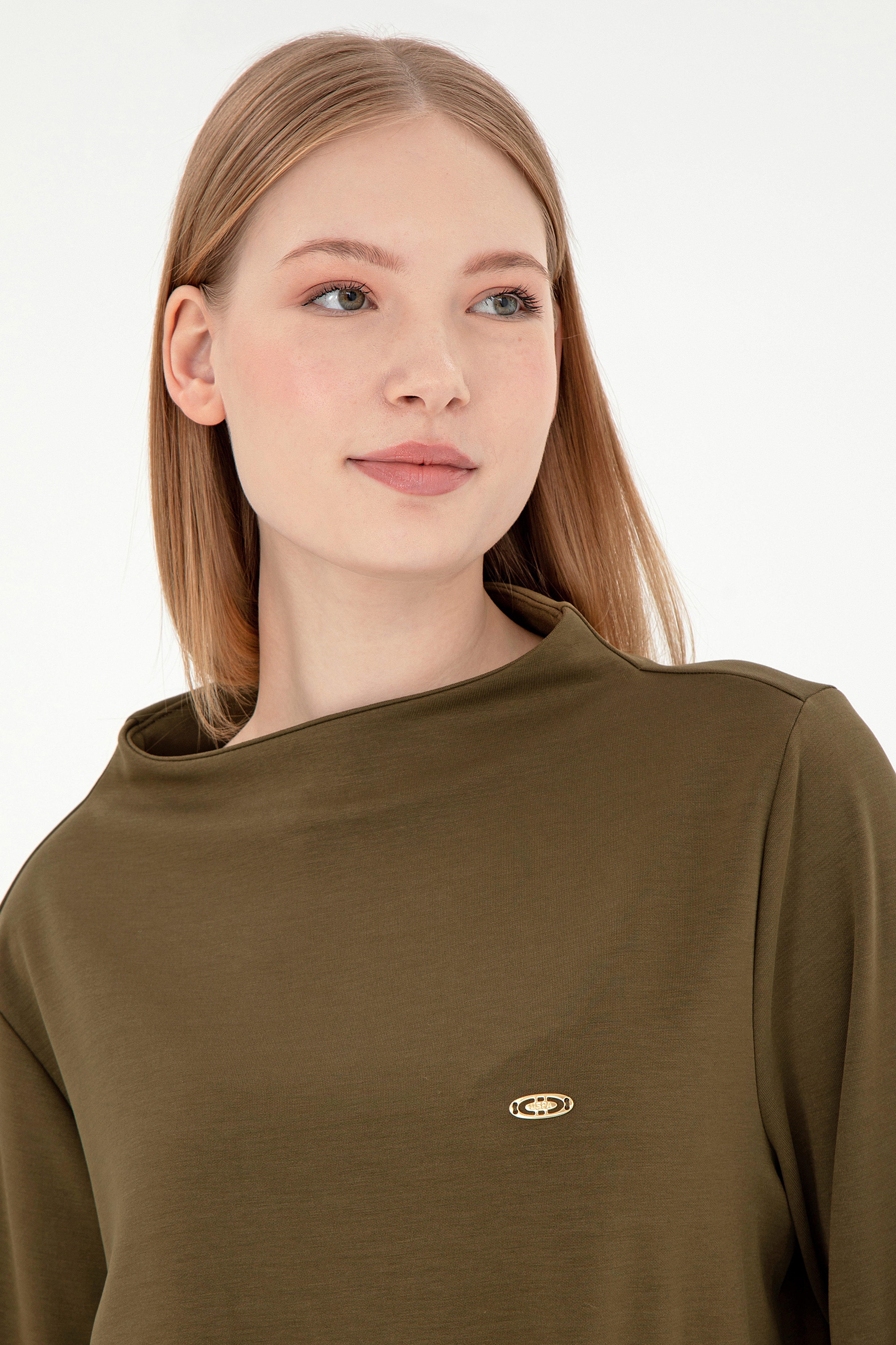 Kadın Haki Sweatshirt - Image 2