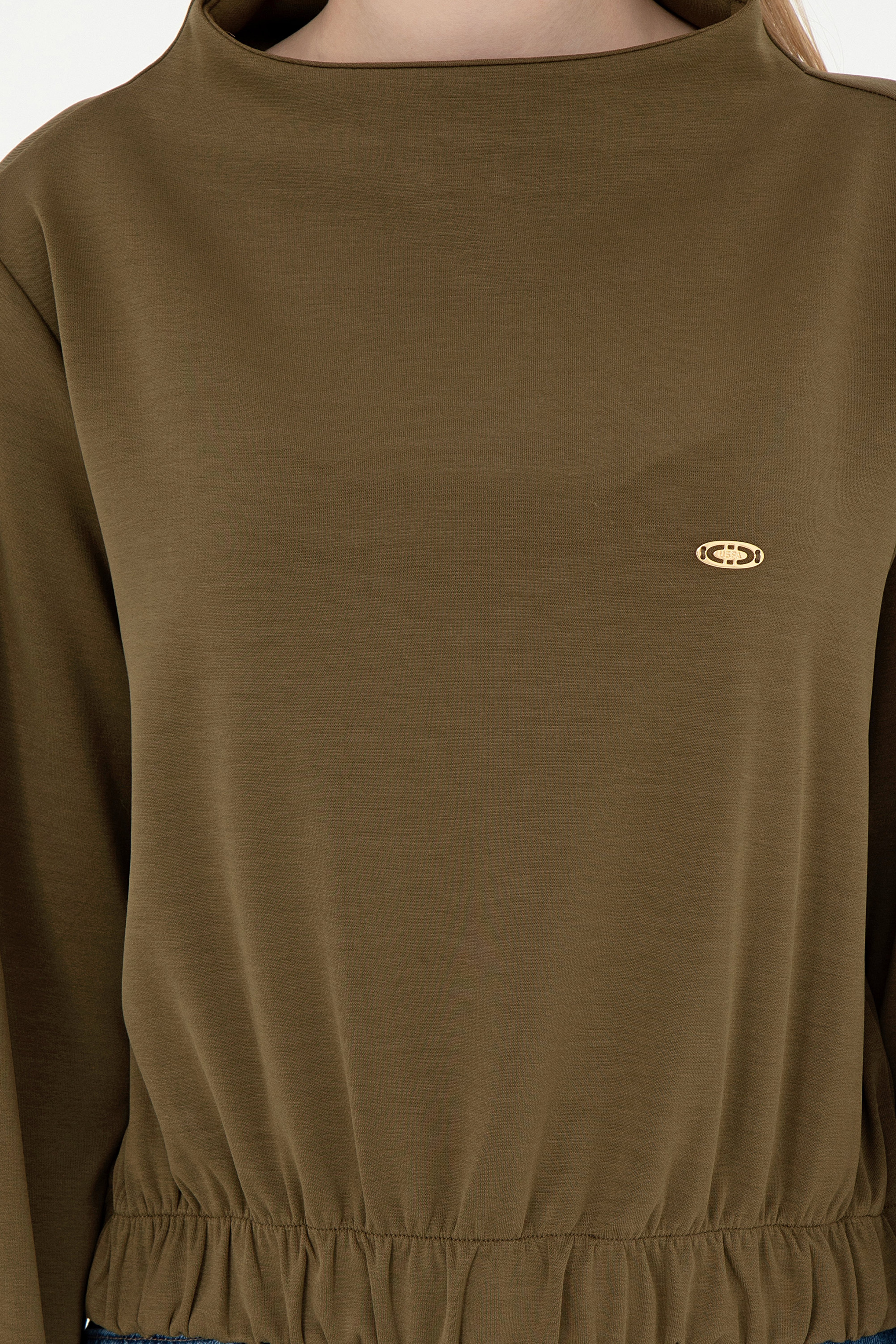 Kadın Haki Sweatshirt - Image 6