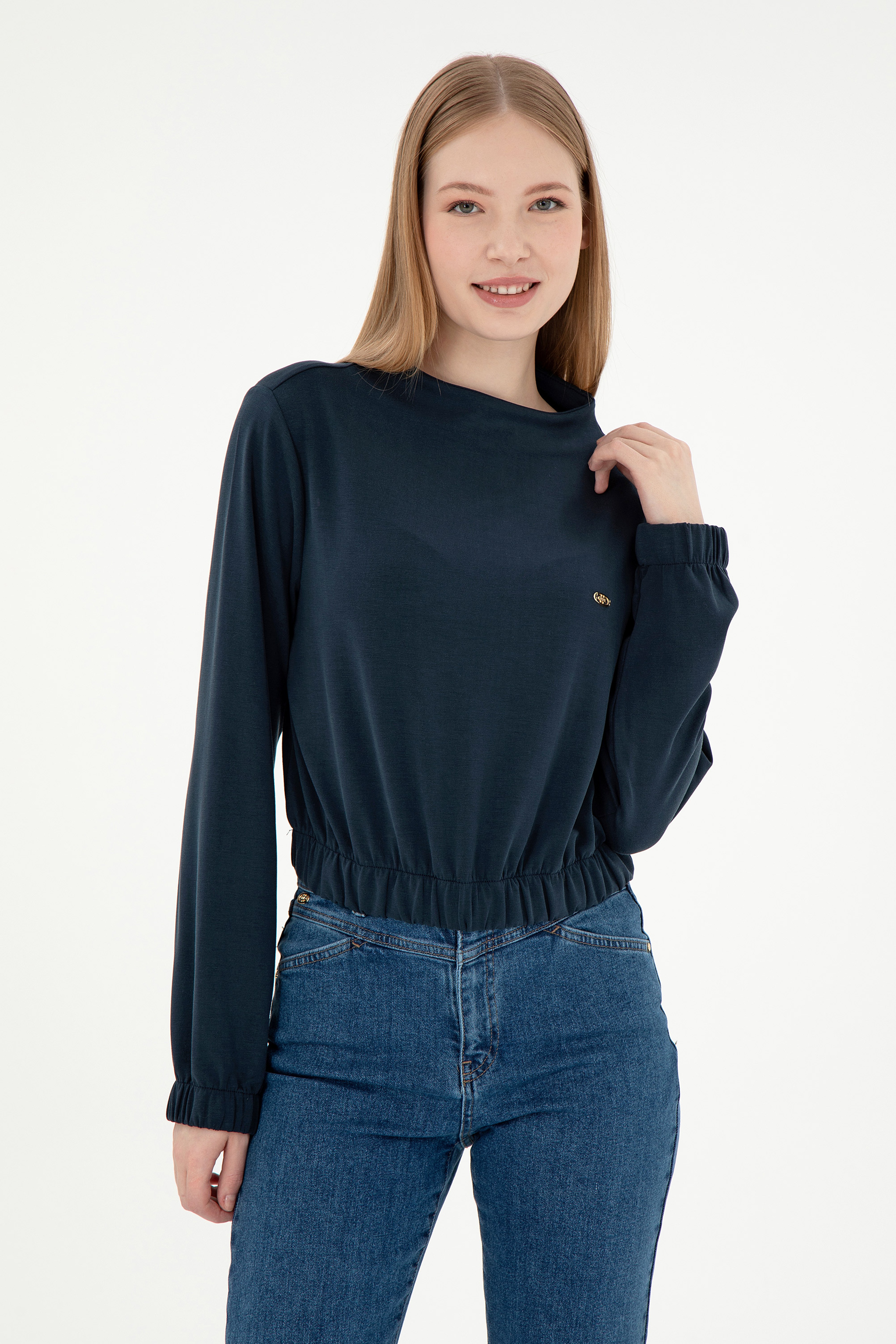Kadın Lacivert Sweatshirt - Image 3