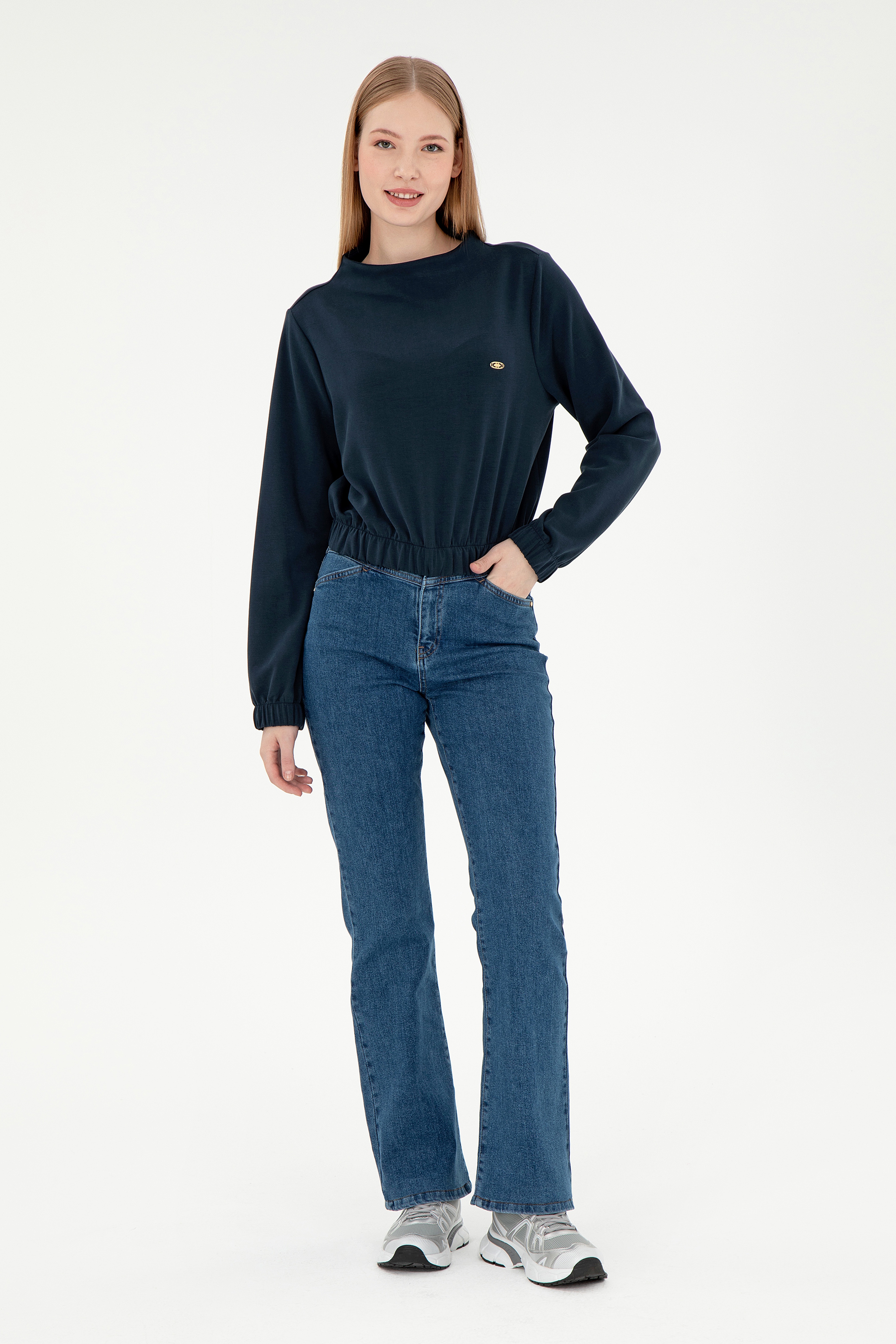 Kadın Lacivert Sweatshirt - Image 4