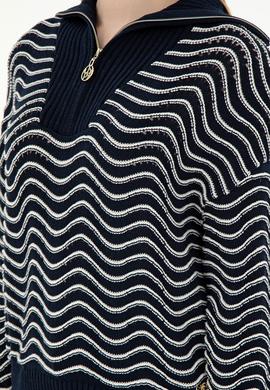 Kadın Lacivert V Yaka Kazak - 50293035002