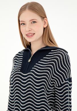 Kadın Lacivert V Yaka Kazak - 50293035002