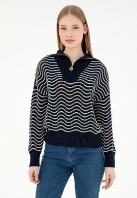 Kadın Lacivert V Yaka Kazak - 50293035002