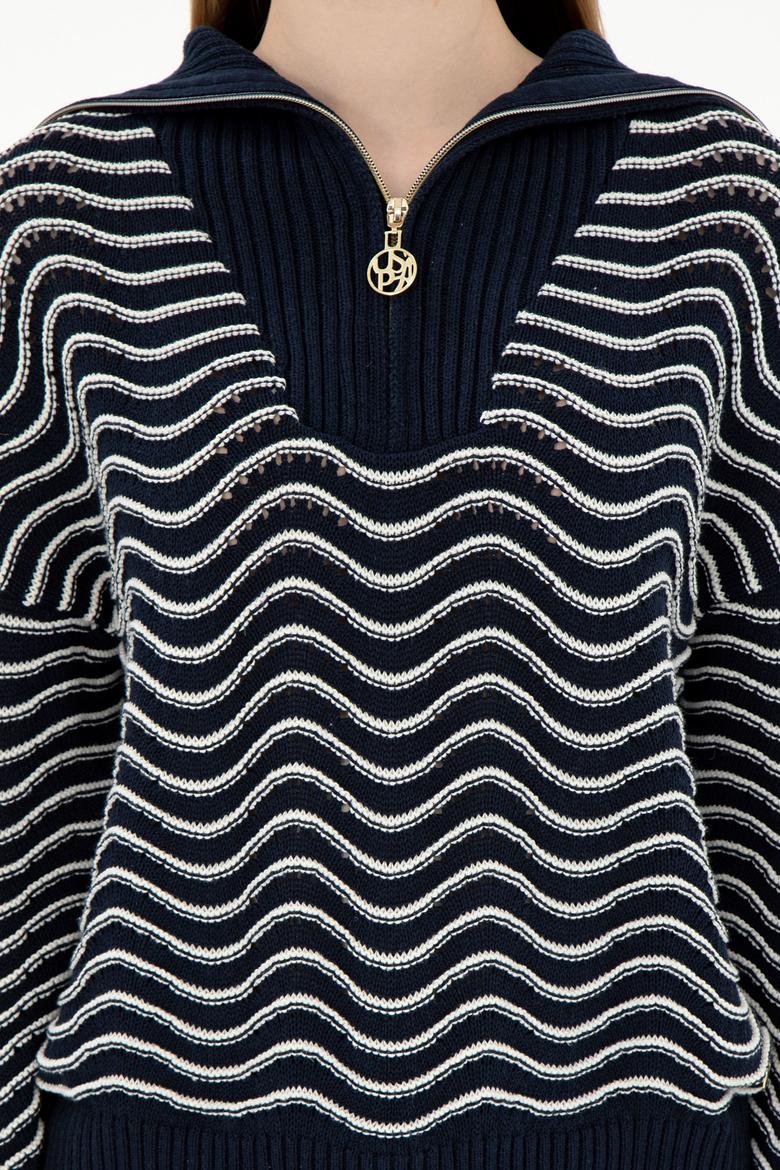 Kadın Lacivert V Yaka Kazak - 50293035002