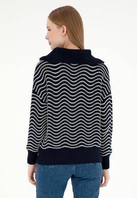 Kadın Lacivert V Yaka Kazak - 50293035002