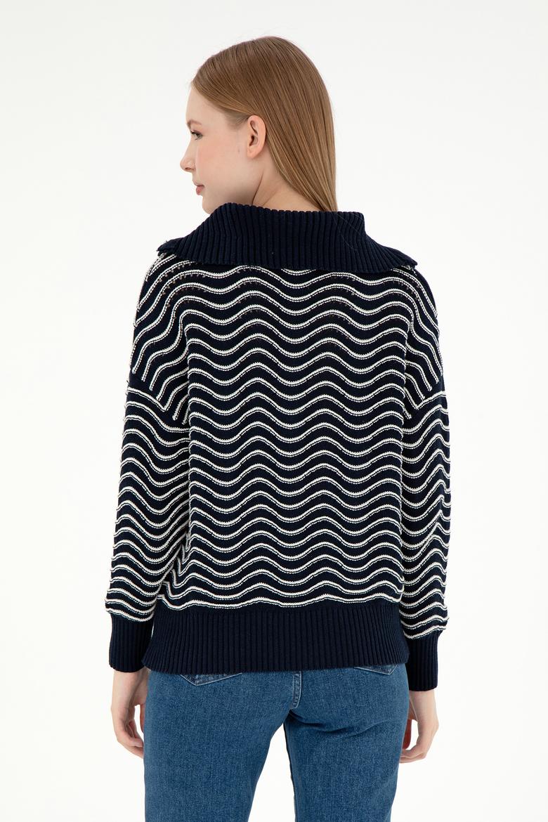 Kadın Lacivert V Yaka Kazak - 50293035002