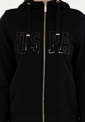 Kadın Siyah Kapüşonlu Fermuarlı Sweatshirt - 50300886023