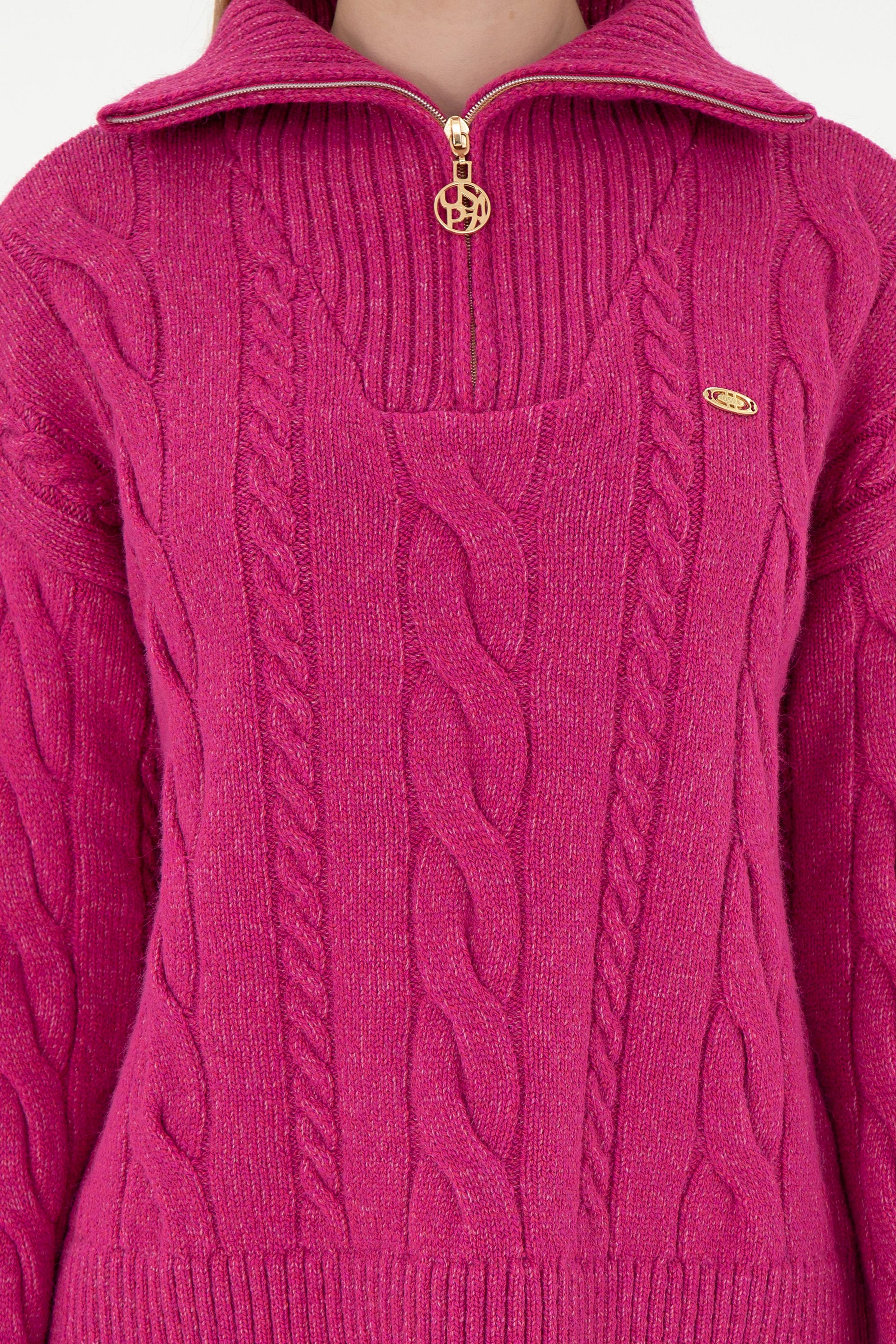 Kadın Pembe V Yaka Kazak - Image 6