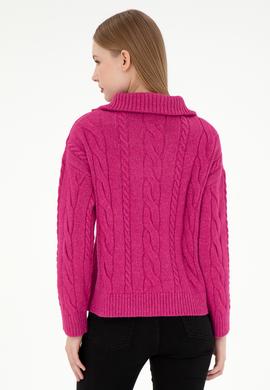 Kadın Pembe V Yaka Kazak - 50297118010