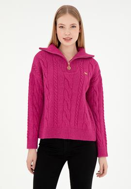 Kadın Pembe V Yaka Kazak - 50297118010