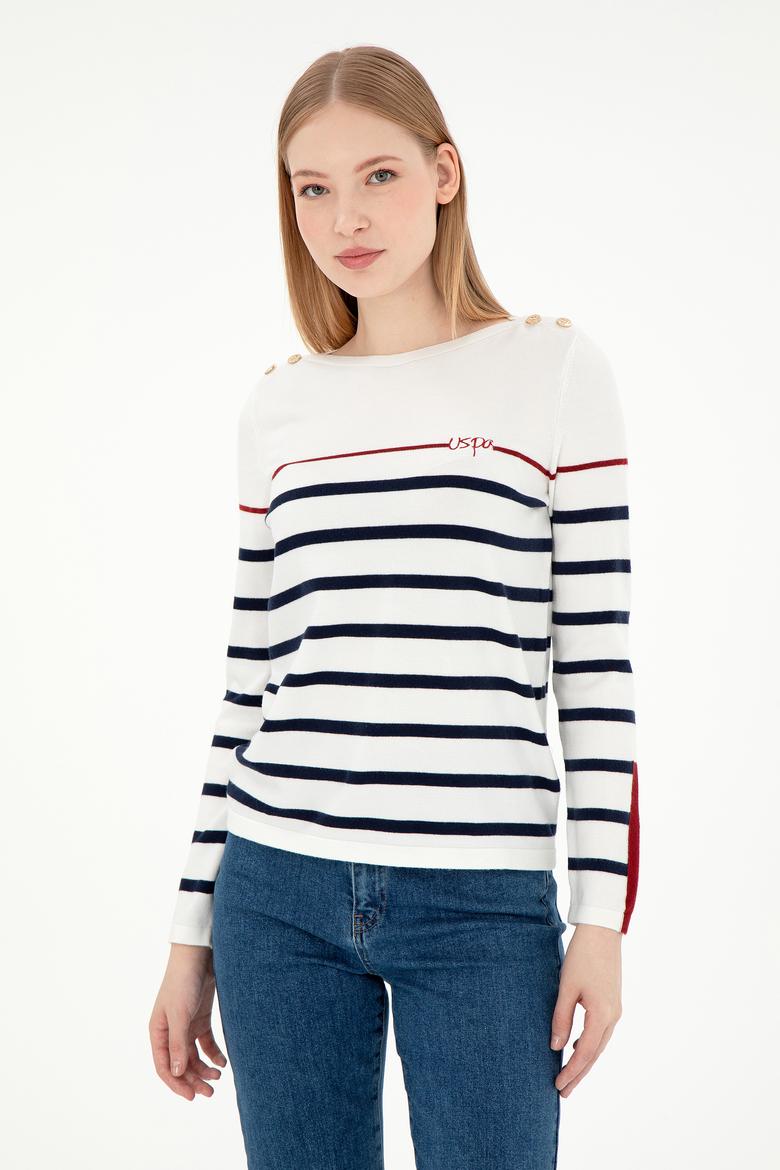 Kadın Krem Bisiklet Yaka Kazak - 50291573009