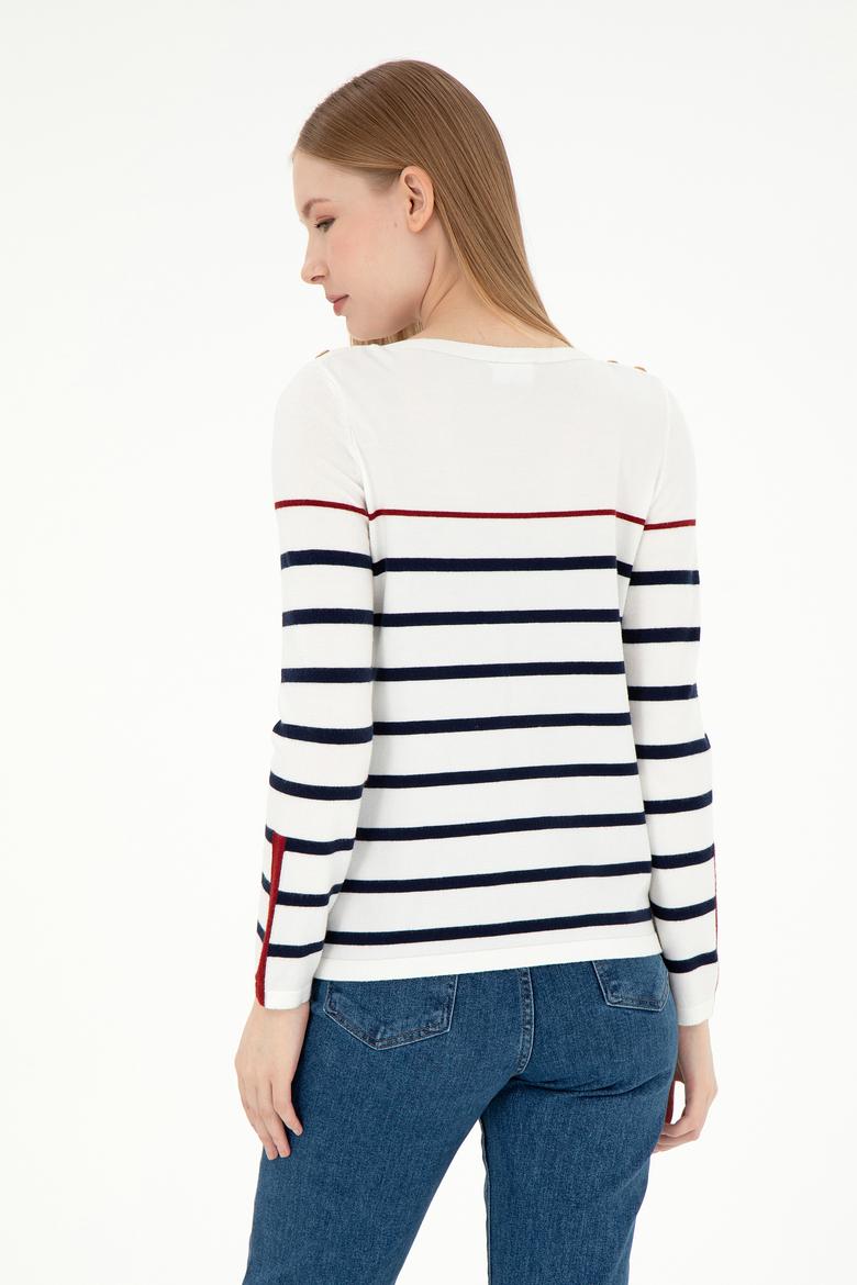 Kadın Krem Bisiklet Yaka Kazak - 50291573009