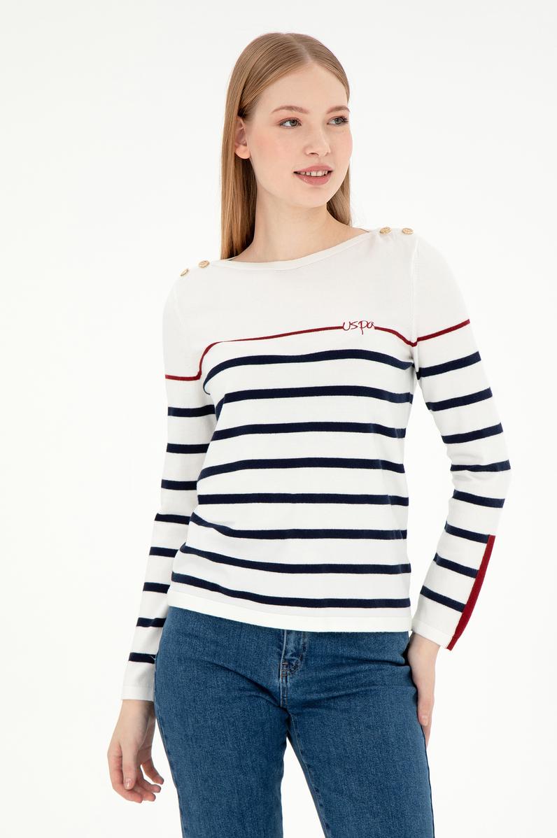 Kadın Krem Bisiklet Yaka Kazak