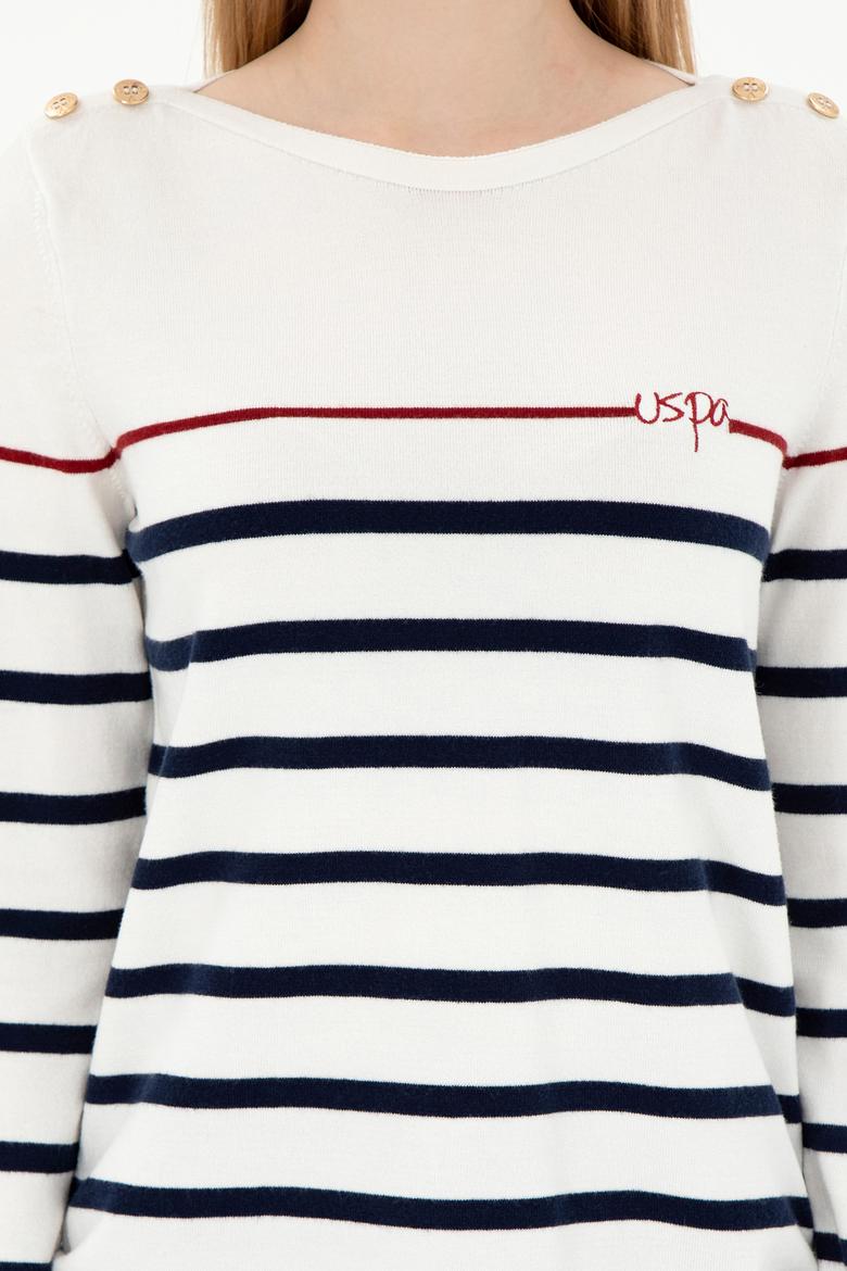 Kadın Krem Bisiklet Yaka Kazak - 50291573009