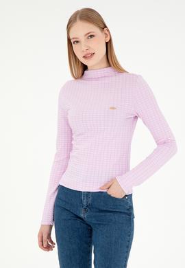 Kadın Pembe Dik Yaka Sweatshırt - 50292421034