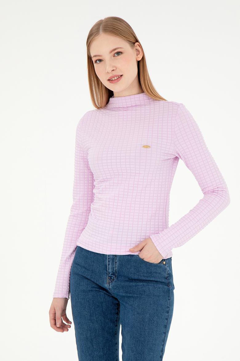 Kadın Pembe Dik Yaka Sweatshırt