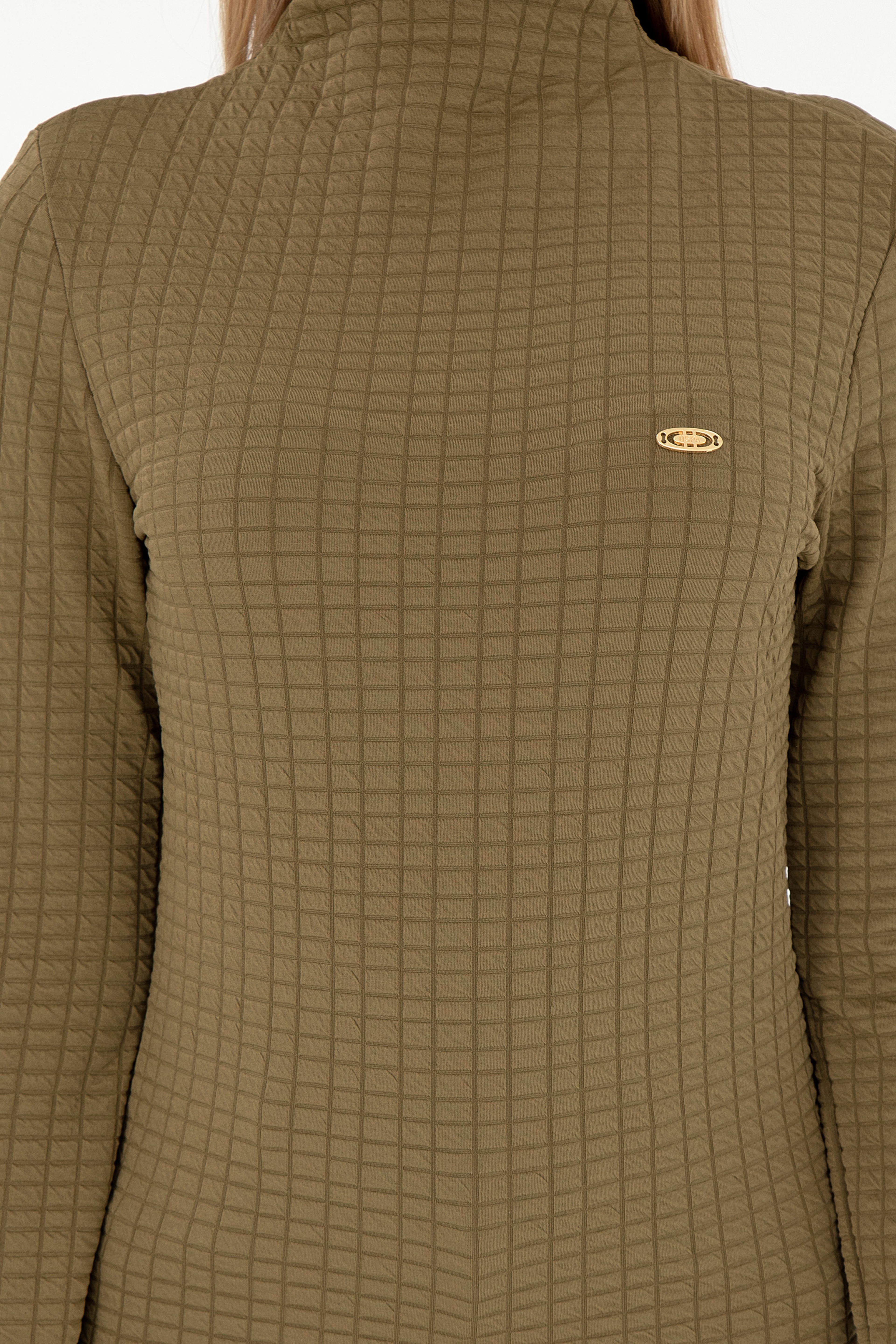 Kadın Haki Dik Yaka Sweatshırt - Image 6