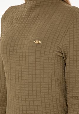 Kadın Haki Dik Yaka Sweatshırt - 50292421018