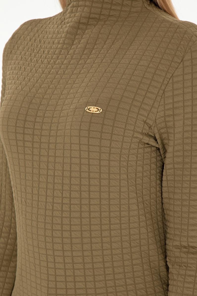 Kadın Haki Dik Yaka Sweatshırt