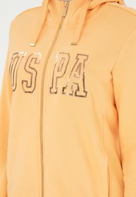 Kadın Turuncu Kapüşonlu Fermuarlı Sweatshirt - 50300886066