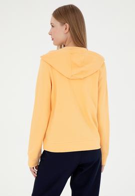 Kadın Turuncu Kapüşonlu Fermuarlı Sweatshirt - 50300886066