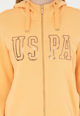 Kadın Turuncu Kapüşonlu Fermuarlı Sweatshirt - 50300886066