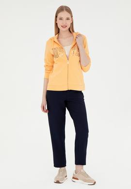 Kadın Turuncu Kapüşonlu Fermuarlı Sweatshirt - 50300886066