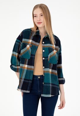 Kadın Koyu Yeşil Uzun Kollu Gömlek - 50296163035