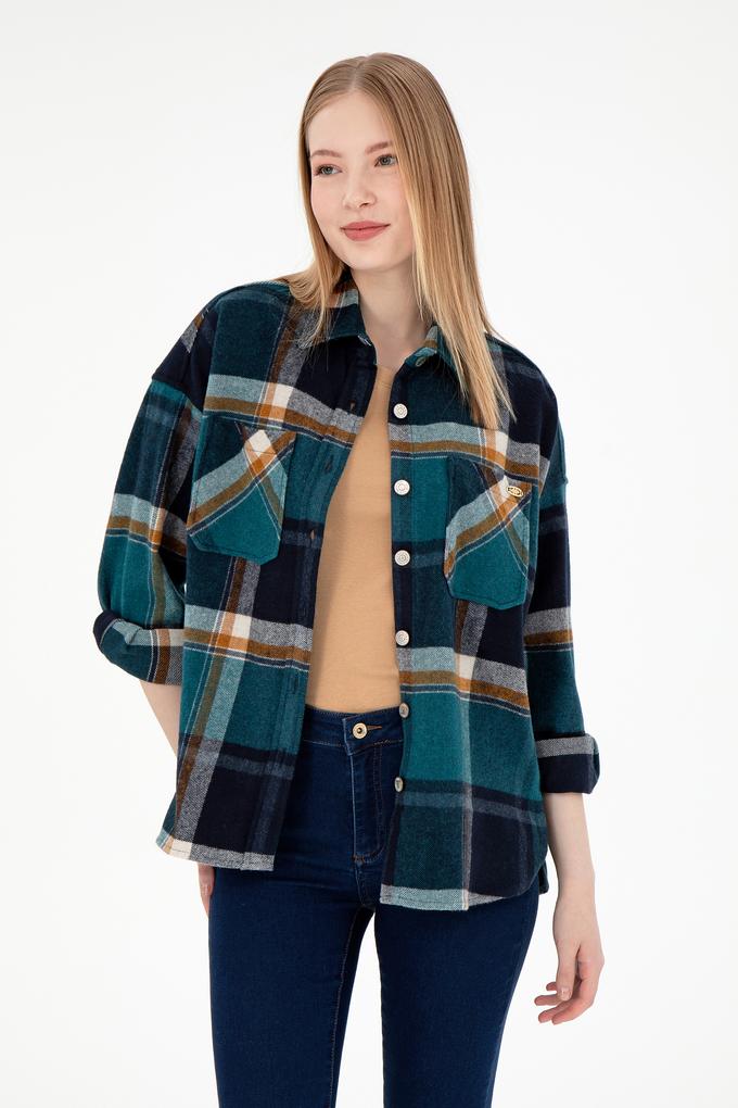 Kadın Koyu Yeşil Uzun Kollu Gömlek