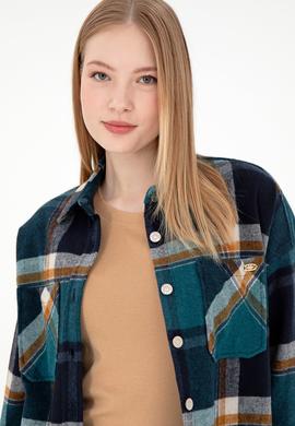 Kadın Koyu Yeşil Uzun Kollu Gömlek - 50296163035