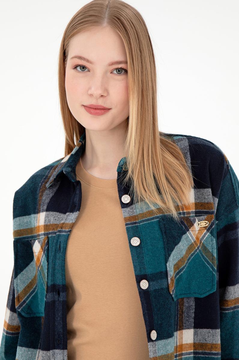 Kadın Koyu Yeşil Uzun Kollu Gömlek