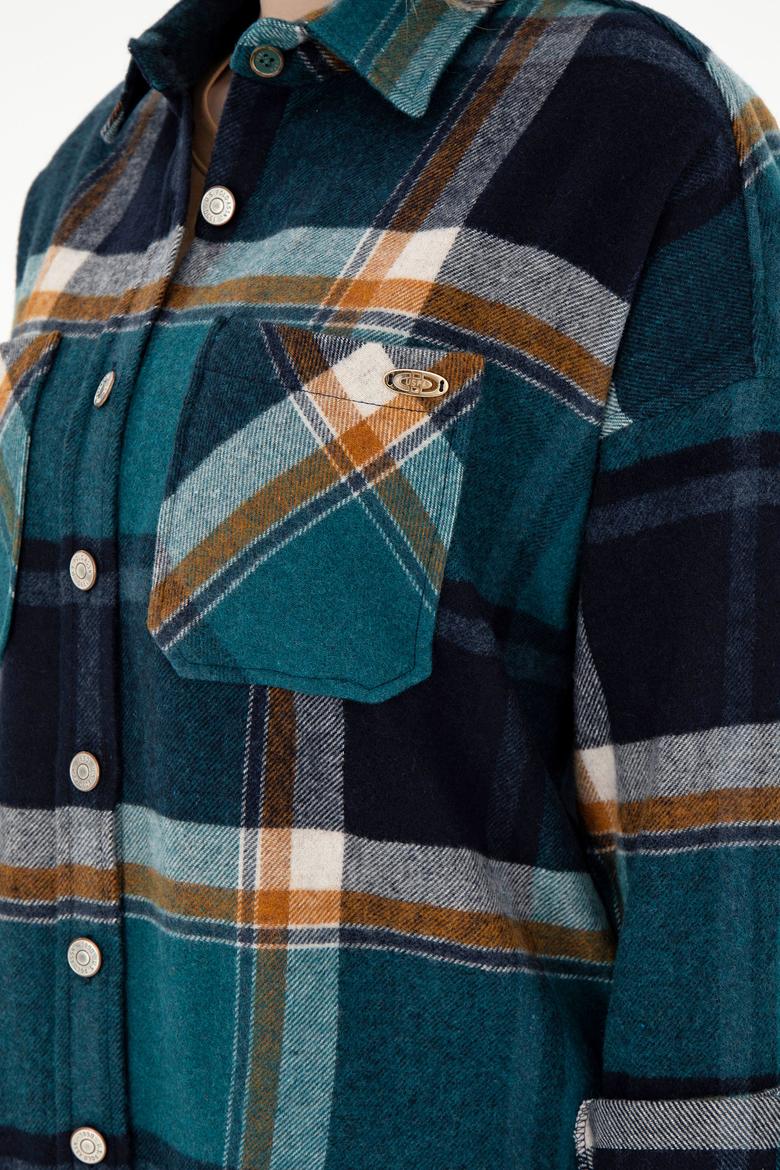 Kadın Koyu Yeşil Uzun Kollu Gömlek - 50296163035