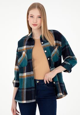 Kadın Koyu Yeşil Uzun Kollu Gömlek - 50296163035