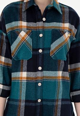 Kadın Koyu Yeşil Uzun Kollu Gömlek - 50296163035