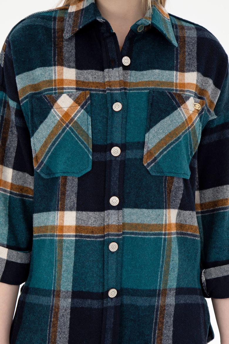 Kadın Koyu Yeşil Uzun Kollu Gömlek - 50296163035