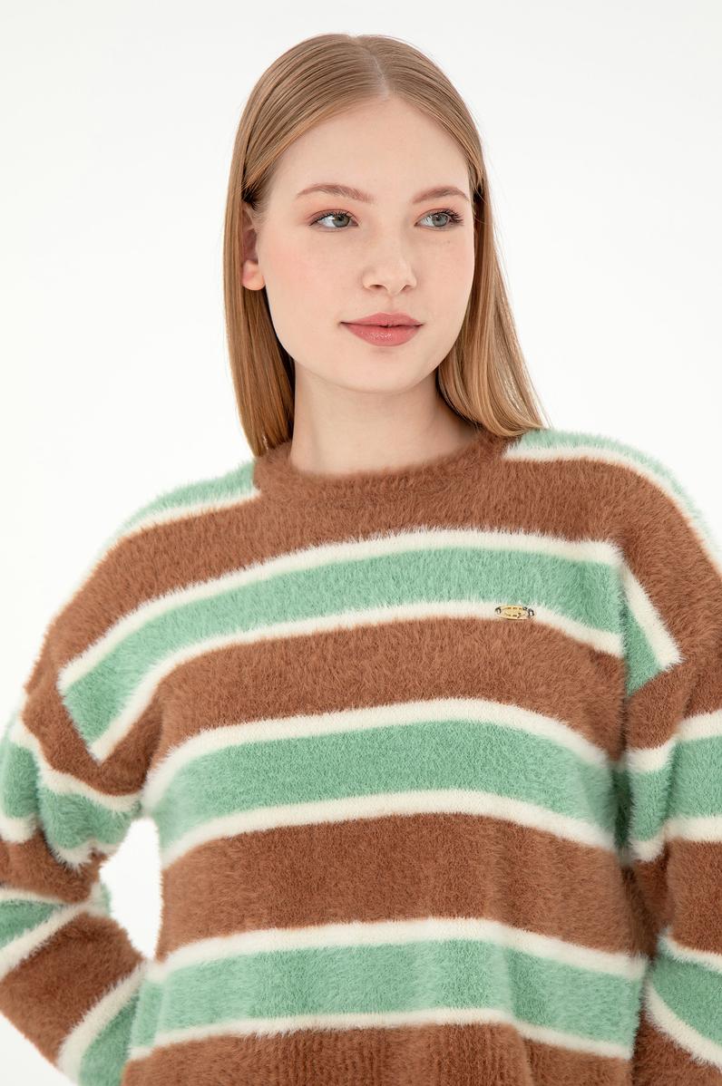 Kadın Camel Bisiklet Yaka Kazak